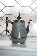 Antique Gray Graniteware & Silverplate Coffee Pot Early 1900s picture