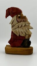 Vintage 1981 Hand-Carved Signed Wooden Santa Figurine picture