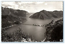 c1960's Lake Lugano Bridge Of Melide Switzerland Posted RPPC Photo Postcard picture