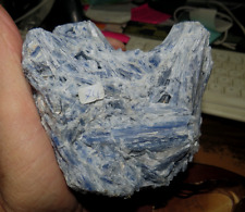 GORGEOUS HUGE SPECIMEN OF BLUE KYANITE IN A WOOD STAND picture