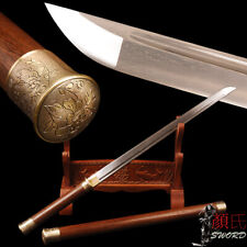 30''Damascus Folded Steel Chinese Tang Dynasty Dao Rosewood Sharp Straight Sword picture