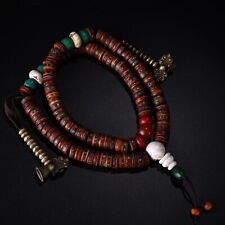 Xizang Buddhist artifact Gabala Holy bone inlaid with 108 Buddhist beads necklac picture
