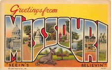 MISSOURI 1940-50s LARGE LETTER Greetings Postcard  picture
