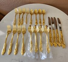 Vintage Gold Plated Flatware Service for Four Intricate Design Japan picture