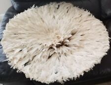 30' Dim Juju-Hat Feather Bamileke/Cameroon African Art_ Ivory/White Color picture