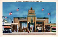 Entrance Paragon Park, Nantasket Beach Massachusetts- c1930s Linen Postcard picture