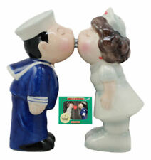 Sailor Kissing Nurse Salt And Pepper Shakers Set Ceramic Figurines Party Decor picture