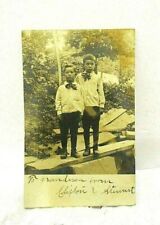 RPPC Real Photo Antique Postcard 2 Boys Dressed Up Clifton & Stewart picture