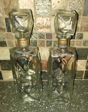2 Vintage Liquor Glass Bottles Decanters with Cork Stoppers (Liquor Bottles) picture
