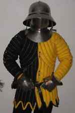 Medieval Gambeson Thick Padded Aketon Jacket Armor Costume Black & Yellow Color picture
