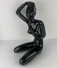 Lovely Black Figure Nude Woman Mid Century Ceramic Sculpture 17in picture