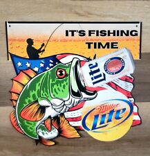 2004 It's Fishing Time Miller Lite Beer Metal Sign 14