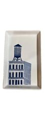 WEST ELM Sam Kalda WHITE Ceramic Tray Dish BLUE Water Tower COLLECTORS EDITIONS picture