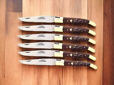 FRENCH LAGUIOLE STAINLESS STEEL 12C27 FOLDING HUNTING KNIFE 6 PC SET WOOD HANDLE picture