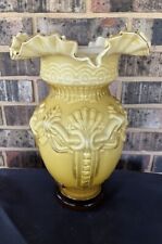 Vintage Fancy Amber Art Deco Vase 12” Tall Preowned picture