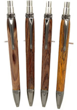 Cocobolo Exotic Wood with Blade Button Click Ballpoint Pen in Gunmetal picture