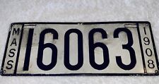 1908 Massachusetts Porcelain license plate Number 16063 picture
