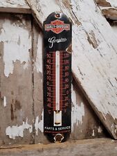 VINTAGE HARLEY DAVIDSON THERMOMETER PORCELAIN SIGN GAS  MOTORCYCLE SALES SERVICE picture
