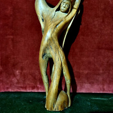 Winged ghost warrior root wood carving sculpture 15 in Antique French folk art picture