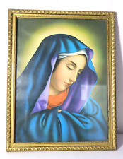 Vintage Christian Virgin Mary Iconic Print for Decor, Engraved Frame, Icon Print picture