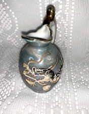 Vintage Dragonware Moriage Mini Miniature Made in Japan Gray White Gilt Pitcher picture