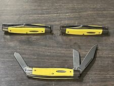 Lot Of 3 Vintage Yellow Ranger 3 Blade Stockman 4” Pocket Knife Providence USA picture