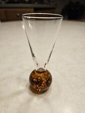 Vintage Cordial Shot Glass Brown Bubble Ball Bottom Base Colored Glass 4 1/2