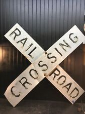 Vtg Railroad Crossing Sign Metal Crossing Hand Painted 48”x 48” picture