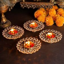 Indian Traditional Small Crystal Diya for Pooja Pack of 4 picture