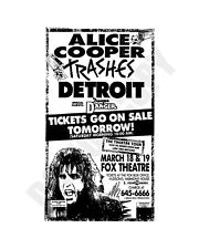 1990 Alice Cooper Trashes Detroit Concert Fox Theatre Announcement Ad 8x10 Photo picture