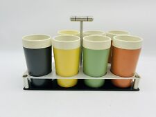 Vintage Set of 7 MCM GITS Ware Therma-Glass Tumblers with holding rack picture