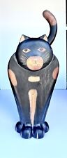 large hand carved wood Black cat 16” picture