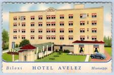 HOTEL AVELEZ BILOXI MI PRICE LIST ROOMS $1.50 - $5.00 VINTAGE LINEN POSTCARD picture