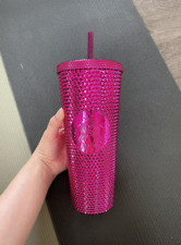 Starbucks 2022 Christmas Pink Bling Studded Tumbler 24 oz Cold Cup picture