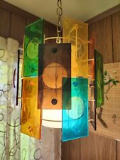 Vintage MCM Lucite Colorful Paneled Swag Lamp picture