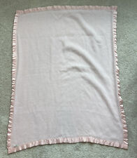 Vintage Pink Satin Trim Acrylic Baby Blanket Made in USA 36”x48” Great Condition picture
