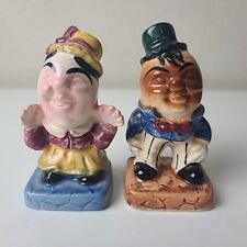 Vintage Mr. & Mrs. Egg Head Salt & Pepper Shakers Made in Japan No Stoppers Chip picture
