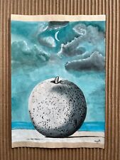 RENE MAGRITTE Drawing on paper (Handmade) signed and stamped mixed media vtg art picture