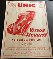 French 1937 Unic Touring Cars - Vintage Original Automotive Print Ad / Wall Art picture