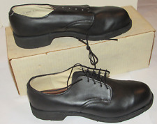 UNUSED 1980s US MILITARY BLACK LEATHER LOW QUARTER SAFETY SHOES LEAVENWORTH 10D picture