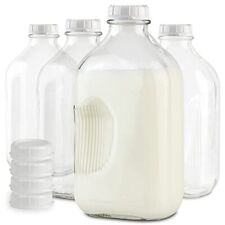 Stock Your Home Half Gallon Glass Milk Bottle with Lid (4 Pack) 64 Oz Jugs and  picture