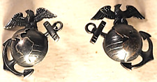 1920's-30's USMC MARINE CORPS H&H STERLING SILVER COLLAR EGAs picture