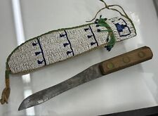 RARE Authentic American Plains Indian Beaded Knife Sheath 1800s Sioux Lakota picture