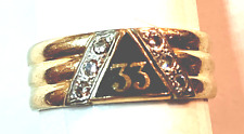 10K Yellow Gold Diamond 33rd Degree Masonic Ring 7g Sz 11.25 '' DEUS MEUMQUE JUS picture