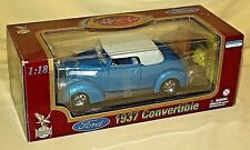 FORD 1937 CONVERTIBLE YAT MING ROAD LEGENDS BLUE WHITE 1:18 SEALED ITEM 92239. picture