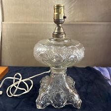 Antique Princess Feather Oil Lamp Glass Base Electrified Shabby Chic 13.4” Tall picture