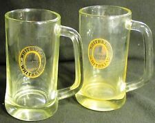 VINTAGE WHITBREAD ENGLISH CLEAR GLASS MUG STEIN TANKARD SET OF 2 picture
