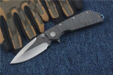 DOC Flipper D2 Blade Titanium Handle Tactical Rescue Tool Pocket Folding Knife picture