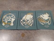 Set of 3 Lenox China Holiday Wishes Collection Ornaments in Box picture