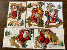 Lot of 5 Antique~SANTA CLAUS~Christmas~Family Delight Series Postcards Set-h768 picture